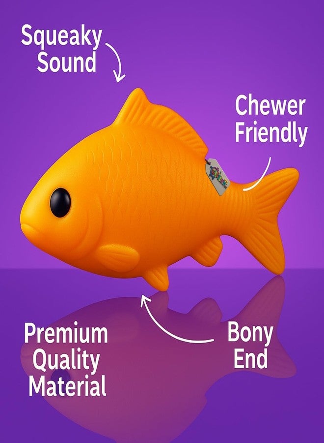 Western Era Fish Shape Squeaky Dog Toy | Realistic Orange Rubber Chew Toy for Pets | Fun Indoor Outdoor Fetch Play | Sound Toy for Puppies & Dogs | Fish Design for Biting, Chewing, Interactive Play - Image 4